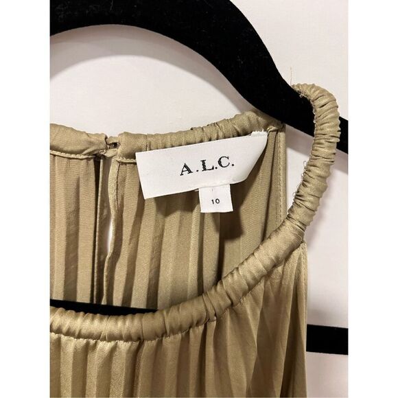 A.L.C. Womens Elmwood Olive Green Renzo II Pleated Sleeveless Midi Dress Size 10 - Picture 6 of 10